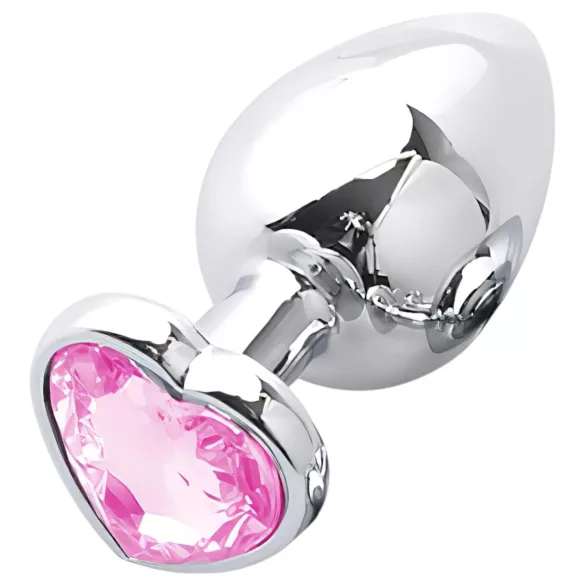 Sunfo - plug anal métal pierre cœur - argent rose