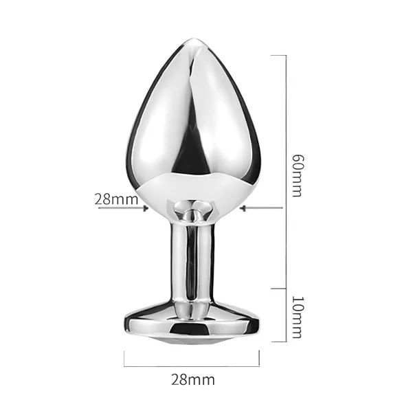 Sunfo - plug anal métal pierre cœur - argent rose