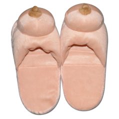 Chaussons seins - doux peluche - beige