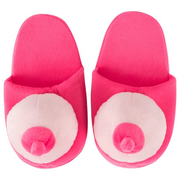 Chaussons seins - peluche - rose