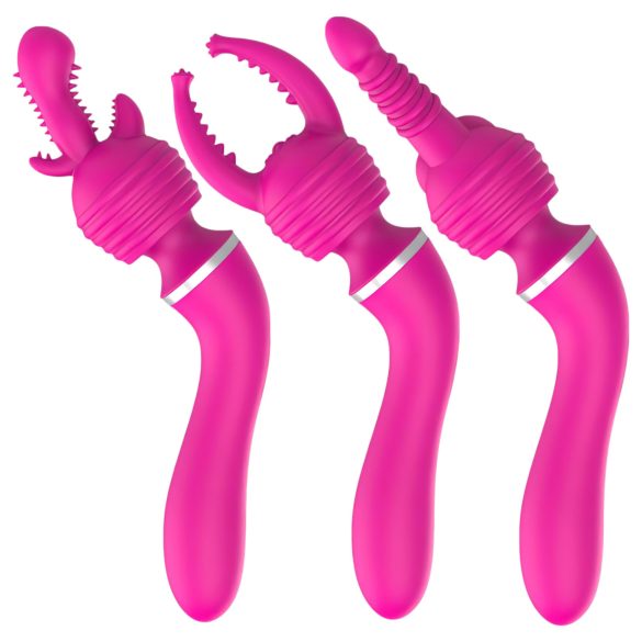 Lonely - vibromasseur 2en1 G-spot et massage - 3 embouts - silicone rose