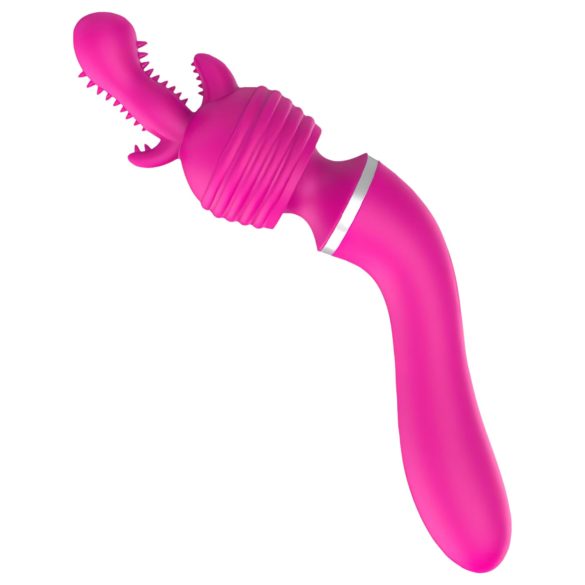 Lonely - vibromasseur 2en1 G-spot et massage - 3 embouts - silicone rose
