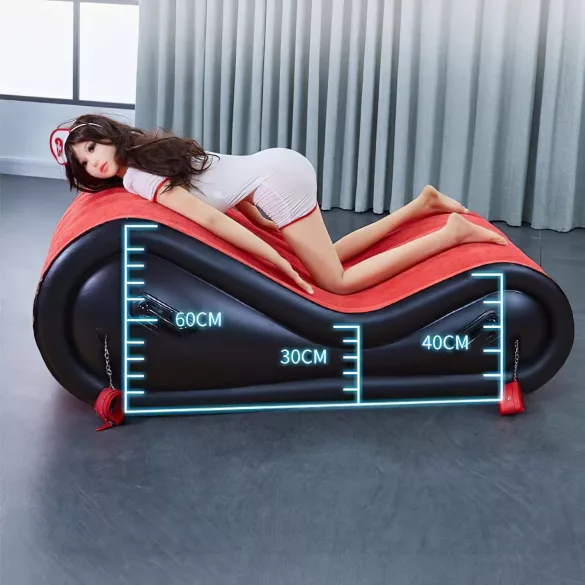 Coussin magique Desirel - mobilier sexuel BDSM gonflable - avec menottes (rouge)