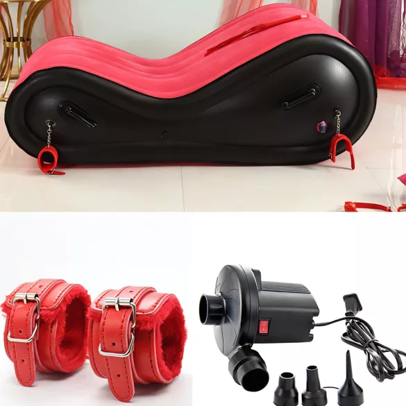 Coussin magique Desirel - mobilier sexuel BDSM gonflable - avec menottes (rouge)