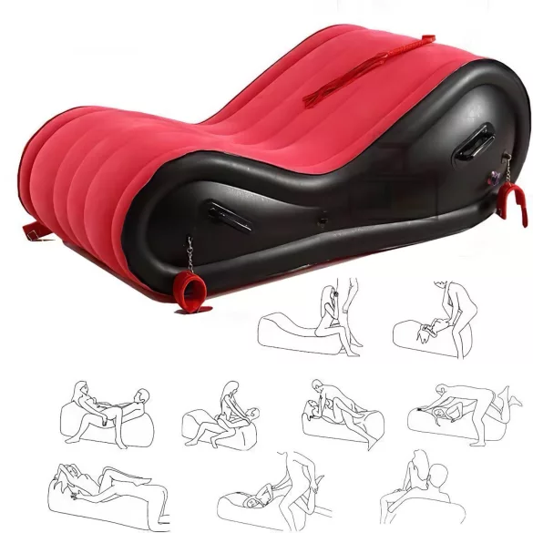 Coussin magique Desirel - mobilier sexuel BDSM gonflable - avec menottes (rouge)