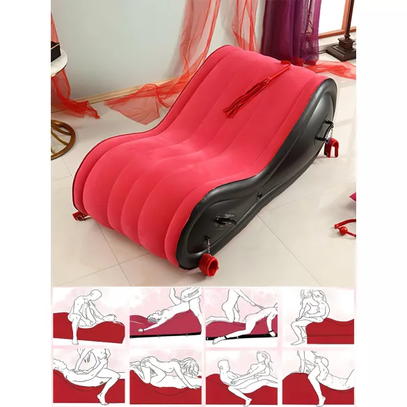 Coussin magique Desirel - mobilier sexuel BDSM gonflable - avec menottes (rouge)