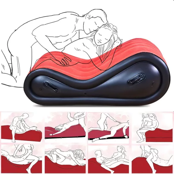 Coussin magique Desirel - mobilier sexuel BDSM gonflable - avec menottes (rouge)