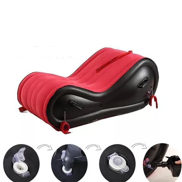 Coussin magique Desirel - mobilier sexuel BDSM gonflable - avec menottes (rouge)