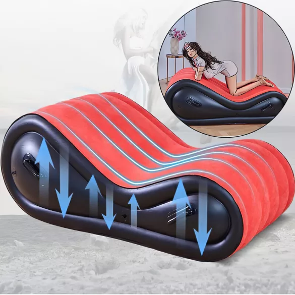 Magic Pillow - mobilier BDSM gonflable avec menottes - grand - rouge