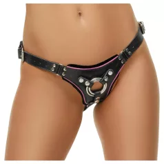   ZADO - harnais bas en cuir noir pour godemichet strap-on BDSM (S-L)