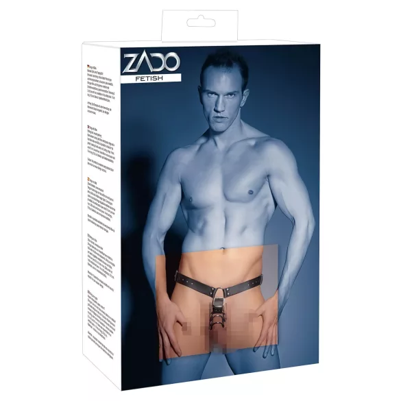 ZADO - string cuir avec gode et 3 anneaux péniens - L/XL