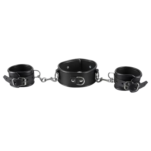 ZADO - collier en cuir avec menottes - noir