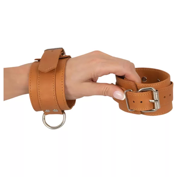 ZADO - Menottes en cuir pour poignets (marron)