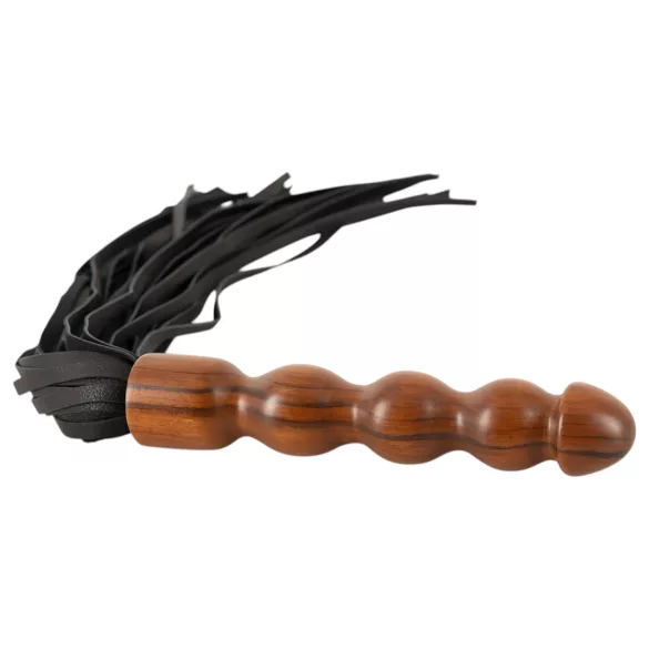 ZADO - fouet cuir - manche gode bois - noir et marron
