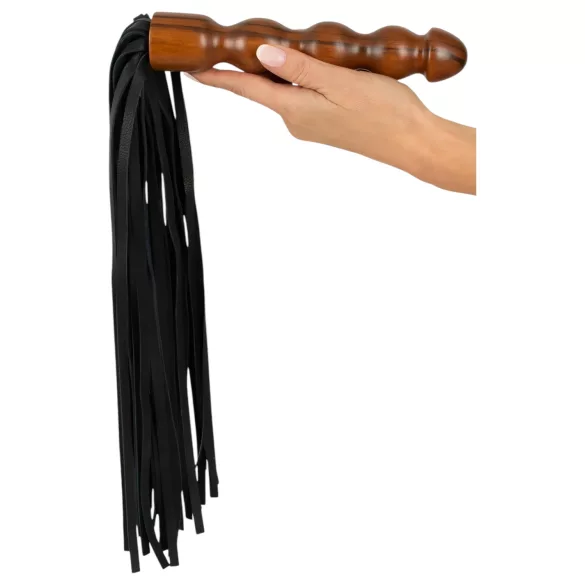 ZADO - fouet cuir - manche gode bois - noir et marron