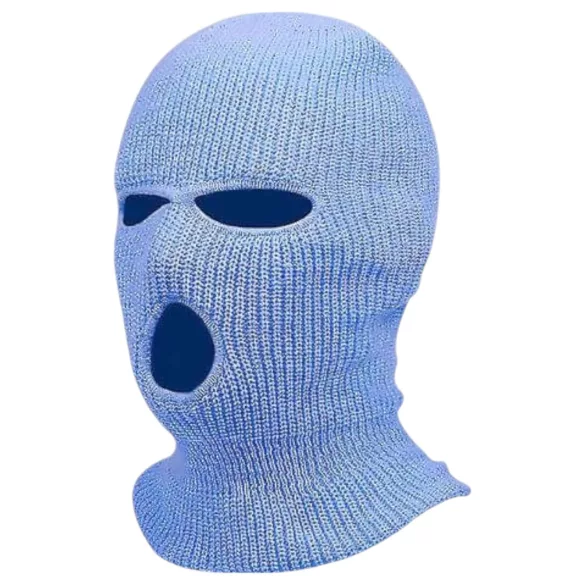 Balaclava - masque à 3 ouvertures - tricoté - bleu