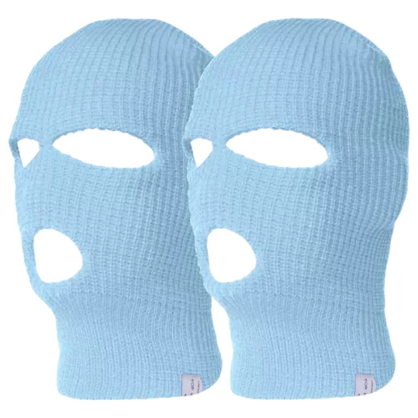 Balaclava - masque à 3 ouvertures - tricoté - bleu