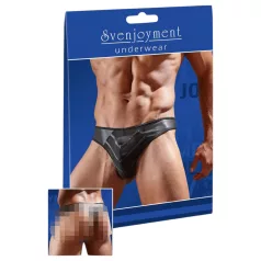   Torro - string homme brillant - empiècement transparent - noir