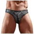 Torro - string homme brillant - empiècement transparent - noir