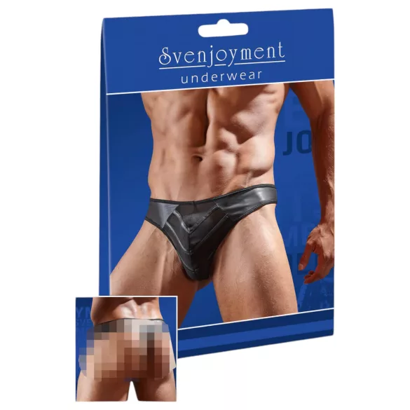 Torro - string homme brillant - empiècement transparent - noir - XL