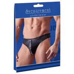   Svenjoyment - string homme zippé strass - effet brillant - noir