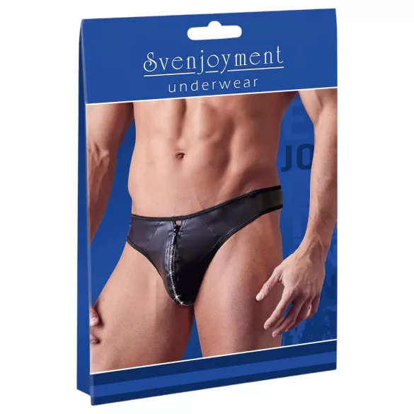 Svenjoyment - string homme zippé strass - effet brillant - noir - M