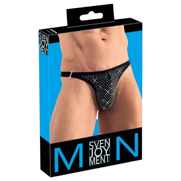 Svenjoyment - string homme - orné de strass - noir