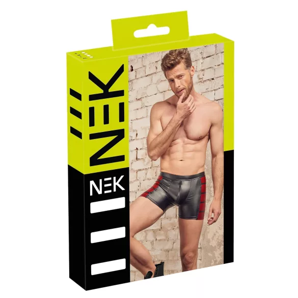 NEK - boxer zippé homme - bandes rouges latérales - noir - XL