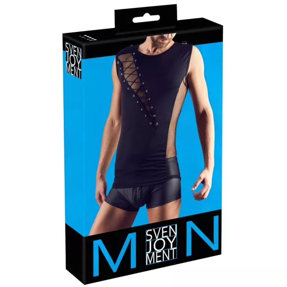 Svenjoyment - haut pour homme lacé asymétrique (noir) - L