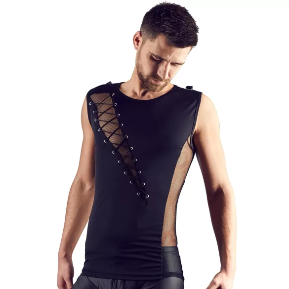 Svenjoyment - haut pour homme lacé asymétrique (noir) - L