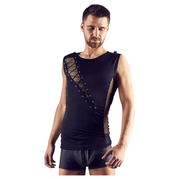 Svenjoyment - haut pour homme lacé asymétrique (noir) - L