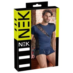 NEK - haut homme résille lacets noirs - bleu