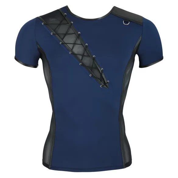 NEK - haut homme résille lacets noirs - bleu
