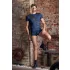 NEK - haut homme résille lacets noirs - bleu