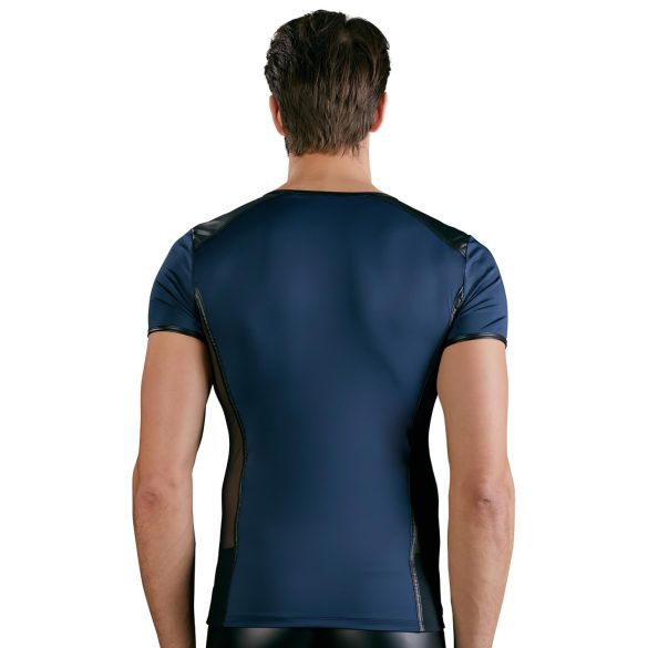 NEK - haut homme résille lacets noirs - bleu - L