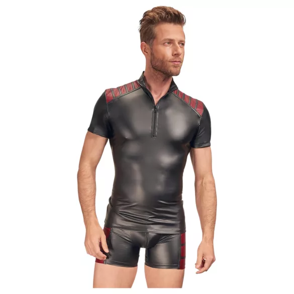 NEK - haut homme zippé - insert rouge - noir