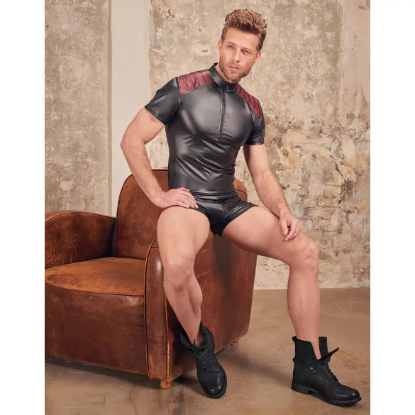 NEK - haut homme zippé - insert rouge - noir