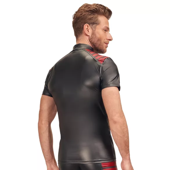 NEK - haut homme zippé - insert rouge - noir
