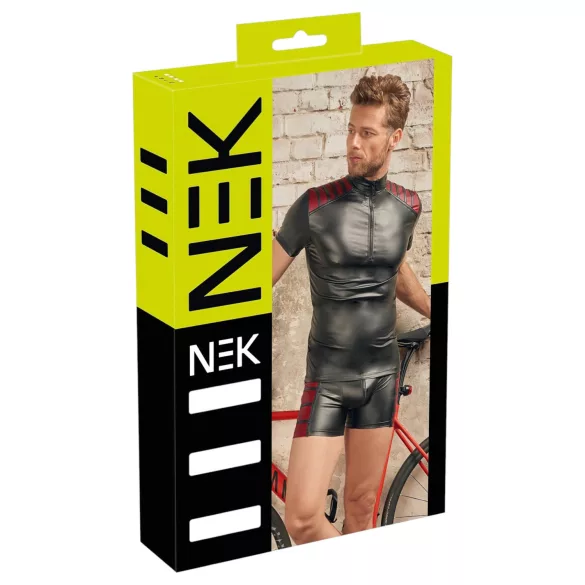 NEK - haut homme zippé - insert rouge - noir - M