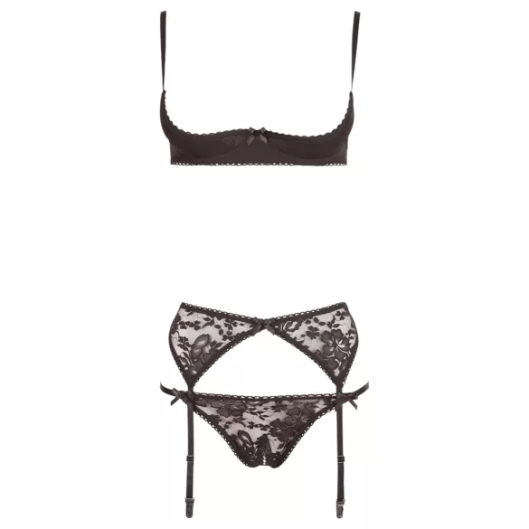 Cottelli - Ensemble lingerie érotique - 3 pièces - noir - 85C/L