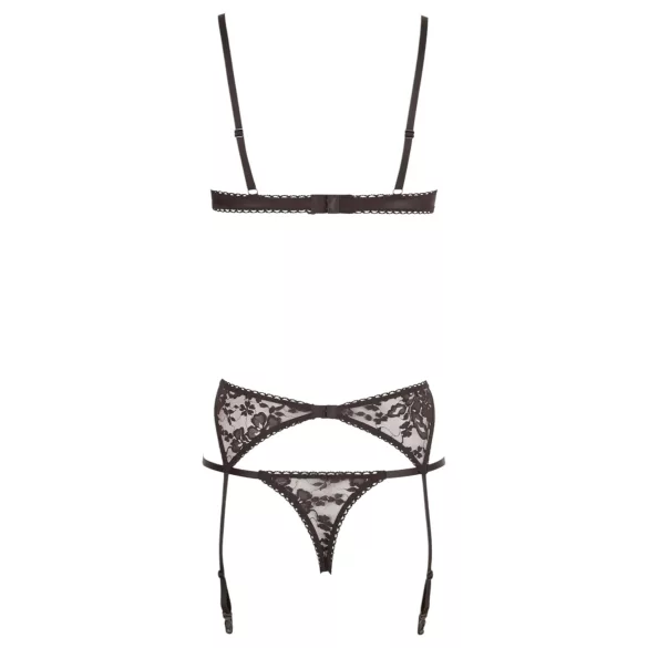 Cottelli - Ensemble lingerie érotique - 3 pièces - noir - 85C/L