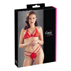 Cottelli - ensemble soutien-gorge ouvert en dentelle - rouge