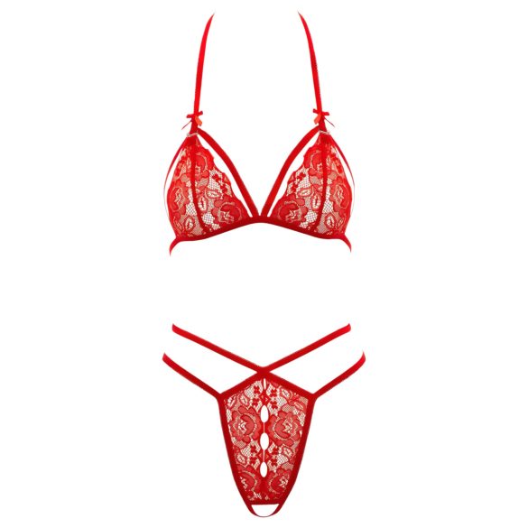 Cottelli - ensemble soutien-gorge ouvert en dentelle - rouge