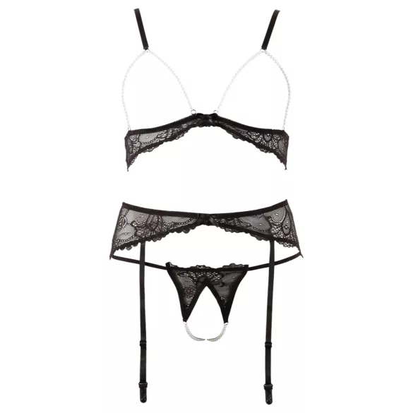 Abierta Fina - ensemble lingerie perles et dentelle - M