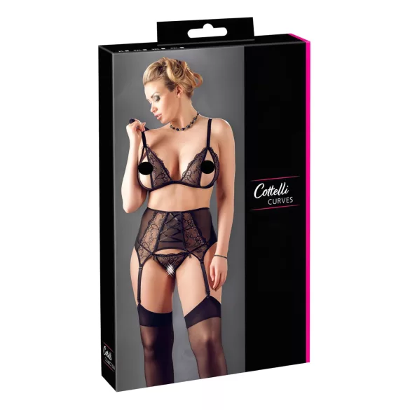 Cottelli Plus Size - Ensemble lingerie grande taille - dentelle noire - XXXXL