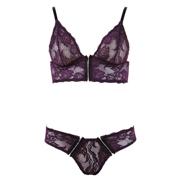 Cottelli - Ensemble soutien-gorge dentelle fleurs - violet - L
