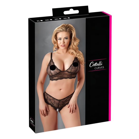 Cottelli Plus Size - Ensemble soutien-gorge dentelle (noir) - XXXL