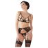 Ensemble de Soutien-Gorge Étincelant en Dentelle - Abierta Fina (Noir) - M