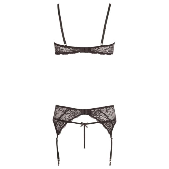 Ensemble de Soutien-Gorge Étincelant en Dentelle - Abierta Fina (Noir) - M