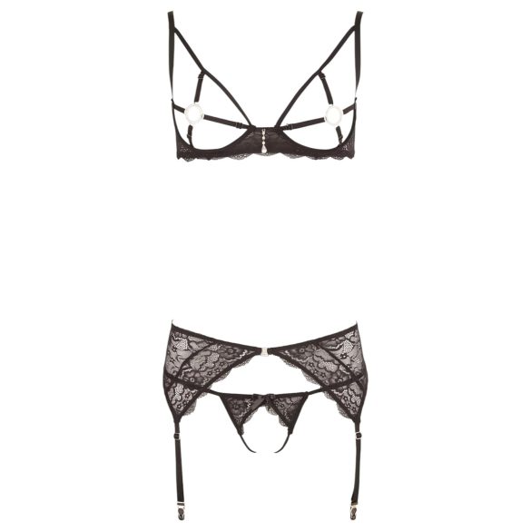 Ensemble de Soutien-Gorge Étincelant en Dentelle - Abierta Fina (Noir) - XL